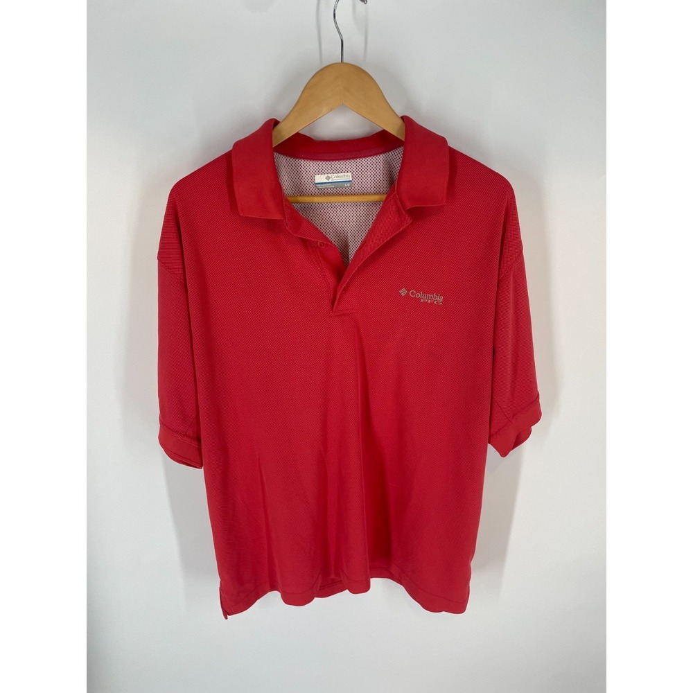 Columbia Sportswear Short-Sleeve Logo Collared Outdoor PFG Polo Shirt Red L